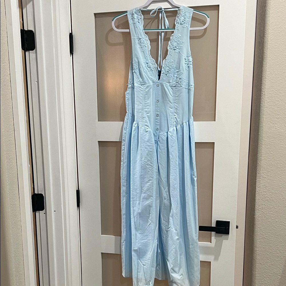 Wild Fable Light Blue Embroidered dress